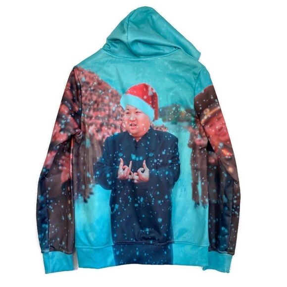 Kim Jong-un Christmas Hoodie Sweatshirt Sz S - Picture 3 of 6